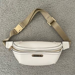 Micheal Kors Cute White and Gold Purse Fanny Pack Waist Bag